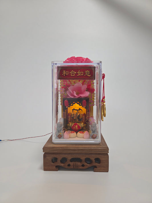 和合二仙帶LED燈迷你神檯(USB供電)