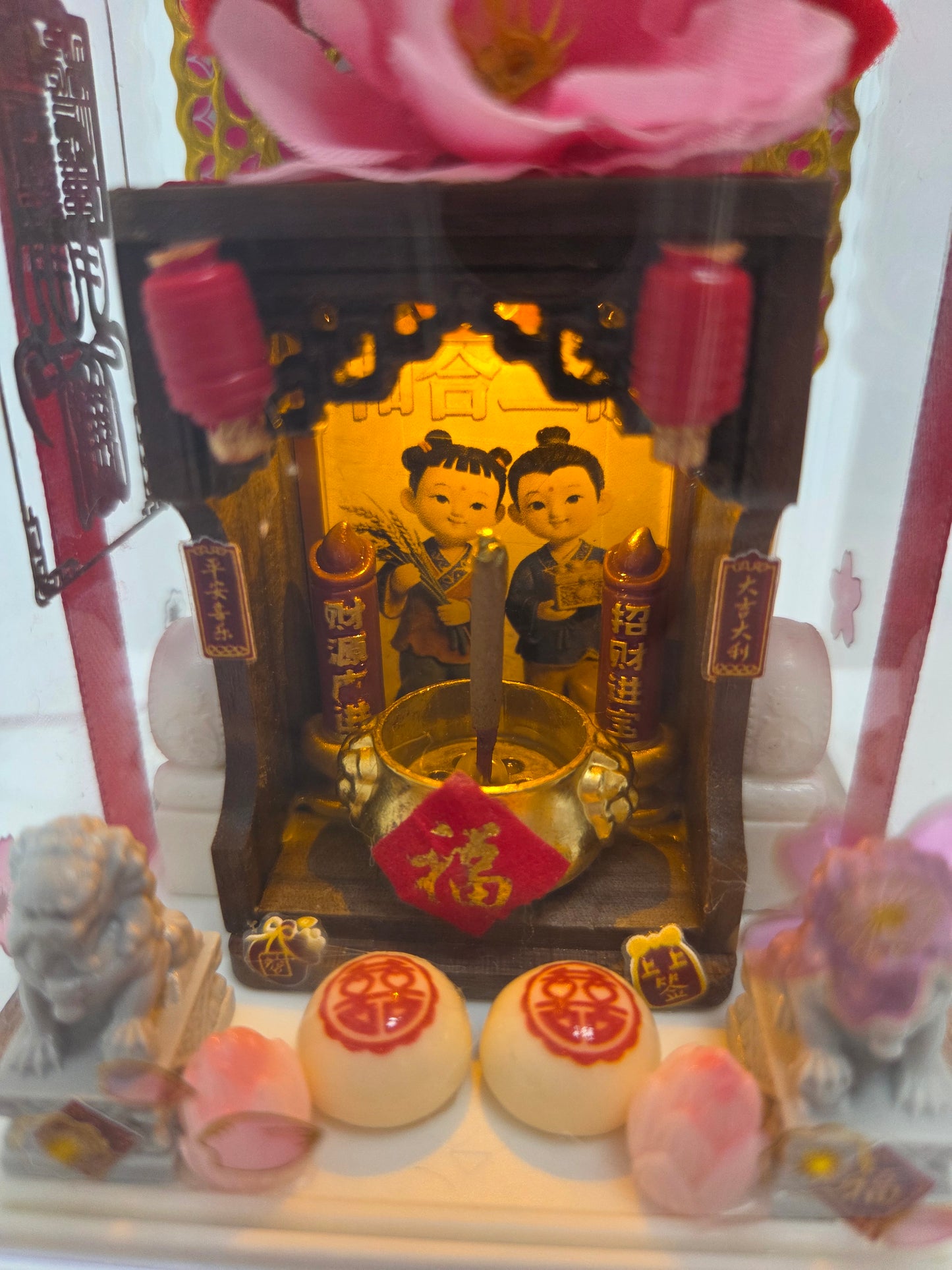 和合二仙帶LED燈迷你神檯(USB供電)